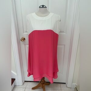 Sleeveless Pink and White Dress